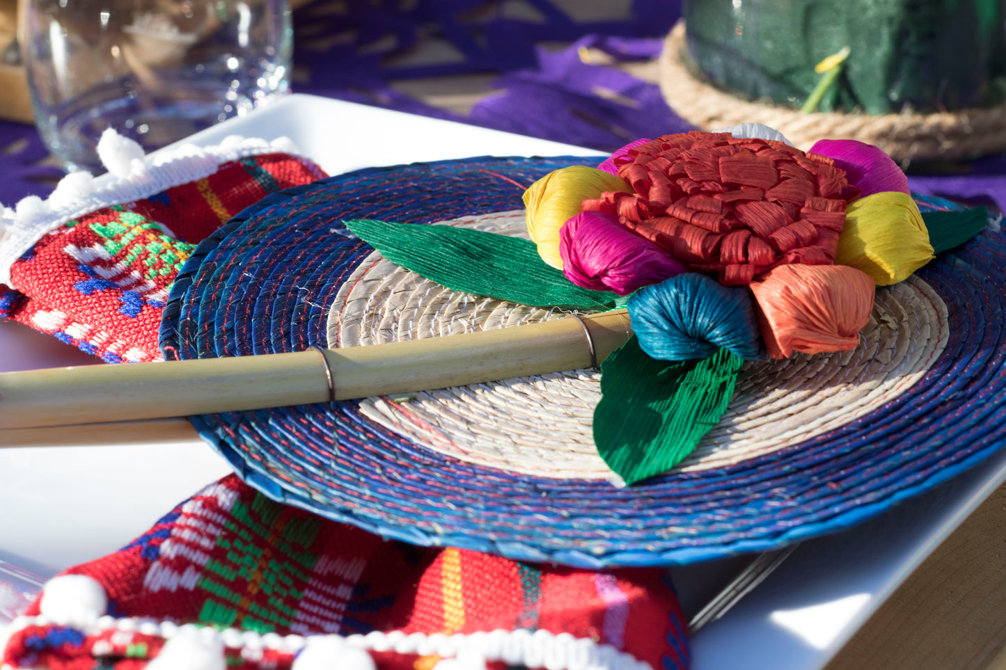 Mexican decorative fan -assorted colors