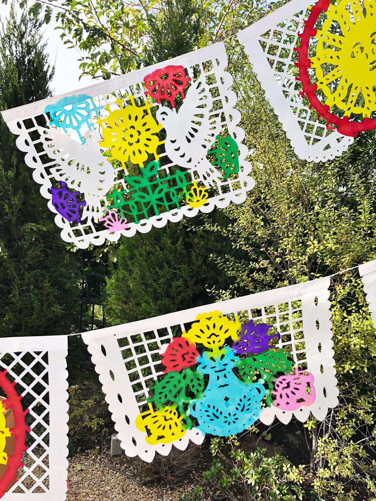 Papel Picado banner - hand painted white
