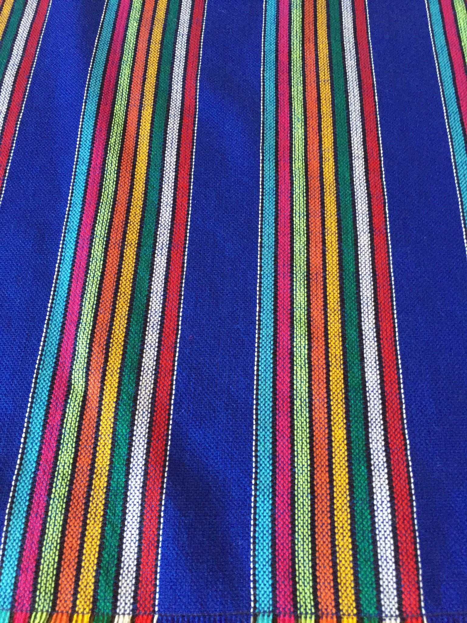 Mexican fabric Table Runner Colorful Blue stripes - MesaChic - 2
