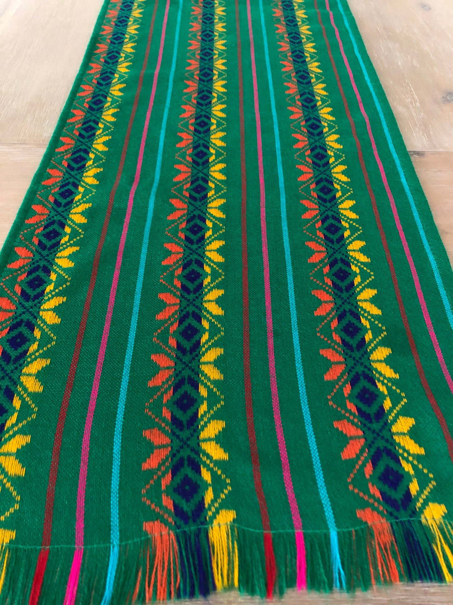 Mexican Fabric Table Runner - star green