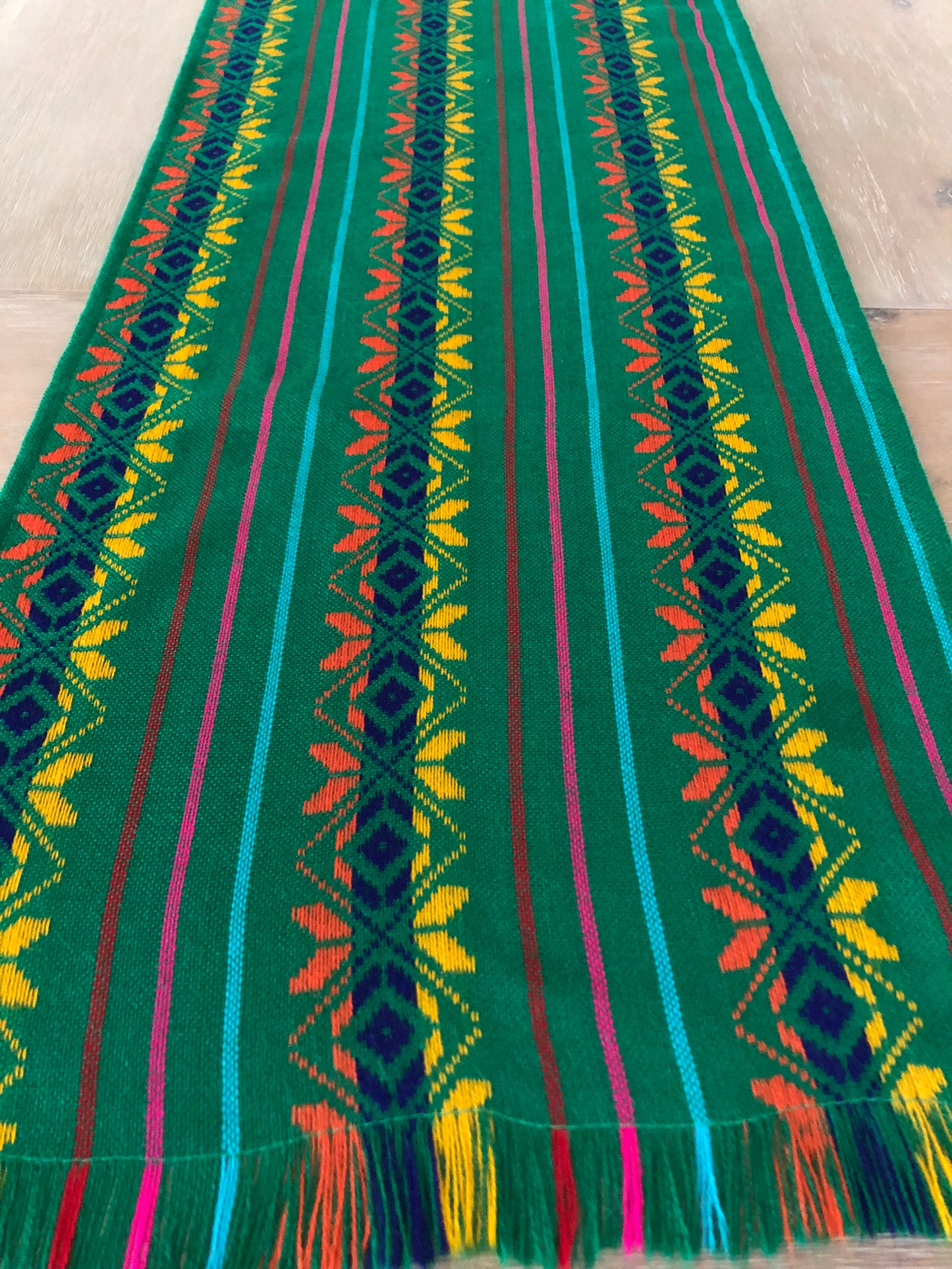 Mexican Fabric Table Runner - star green