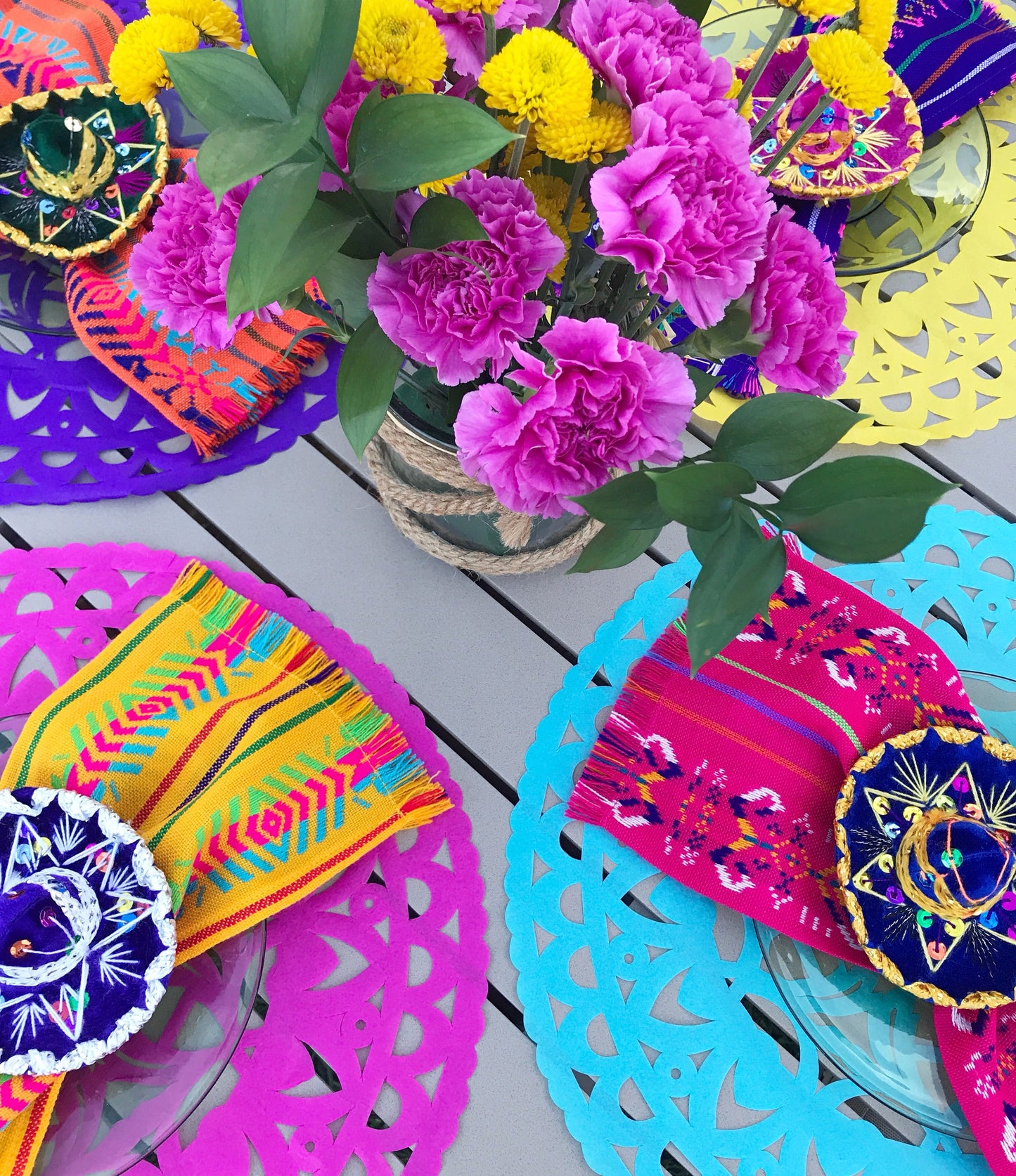 Tissue placemats Mexican Papel Picado, Set of 4