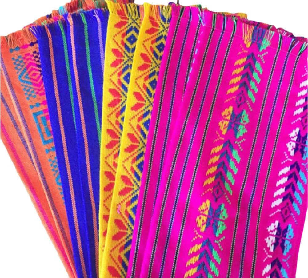Mexican Fabric napkins, Bulk Set of 6 tribal assorted colors - MesaChic - 1