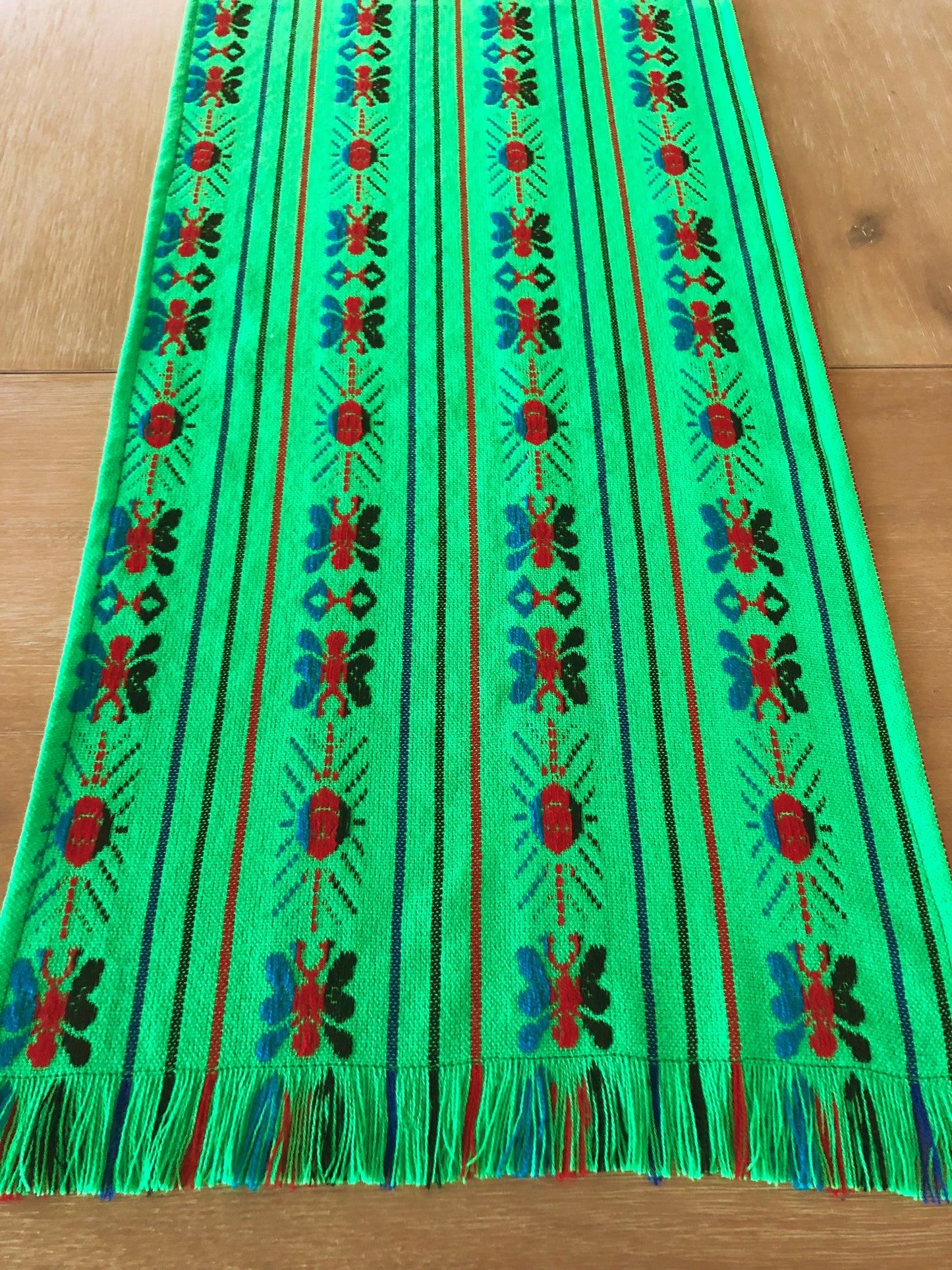 Mexican Fabric Table Runner - Lime green
