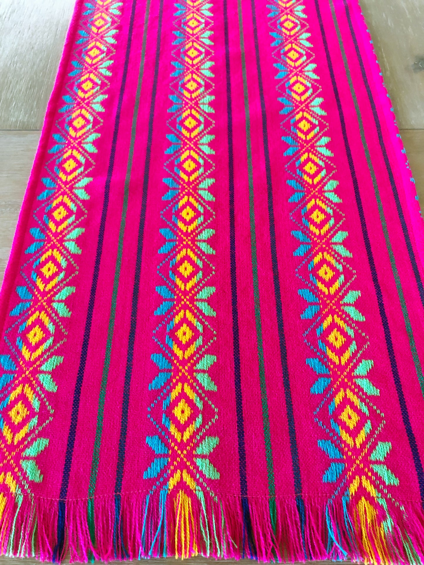 Mexican Fabric Table Runner - star pink