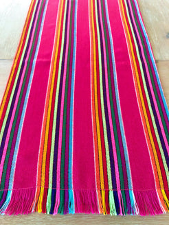 Mexican fabric Table Runner- wide Pink stripes – MesaChic