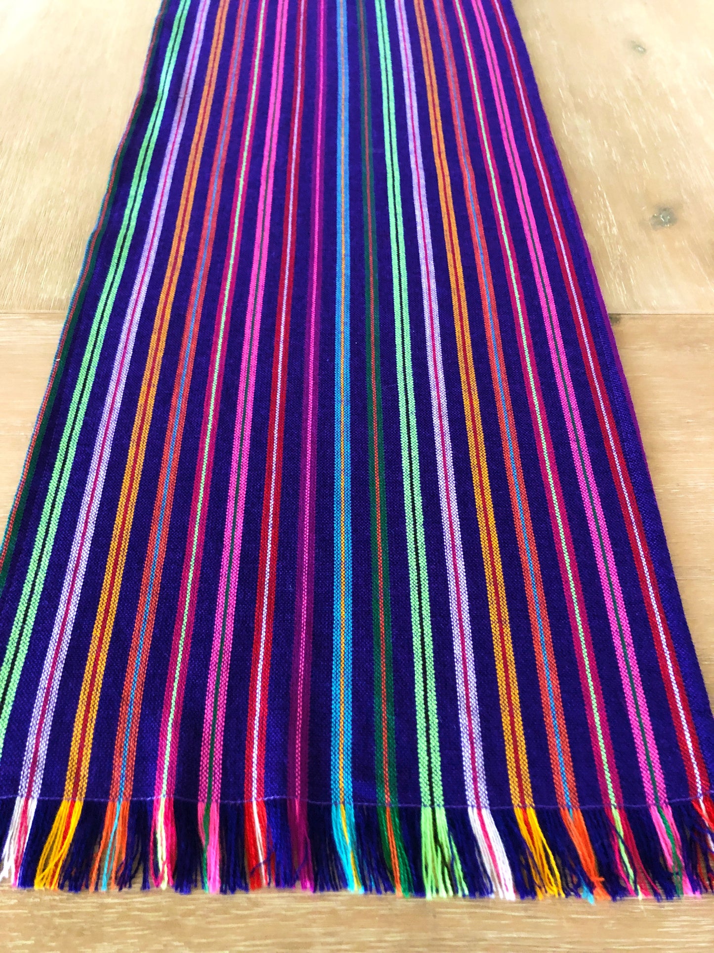 Mexican Table Runner Purple Stripes