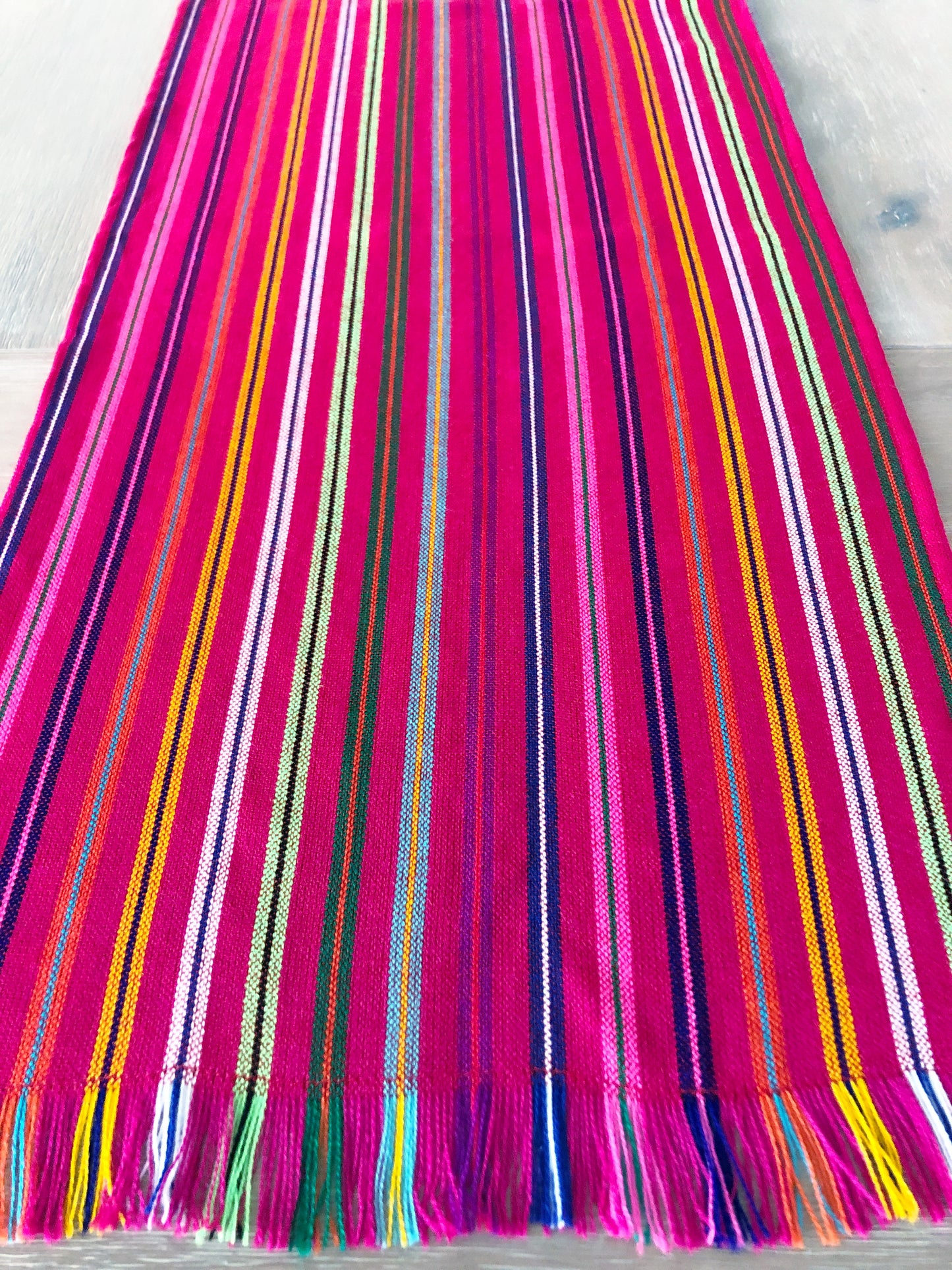 Mexican Fabric Table Runner - Striped raspberry