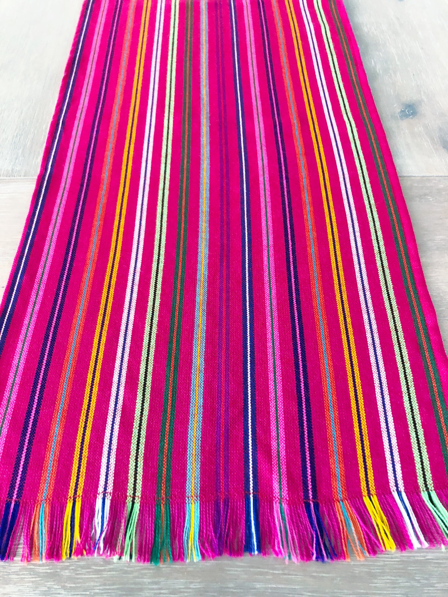 Mexican Fabric Table Runner - Striped raspberry
