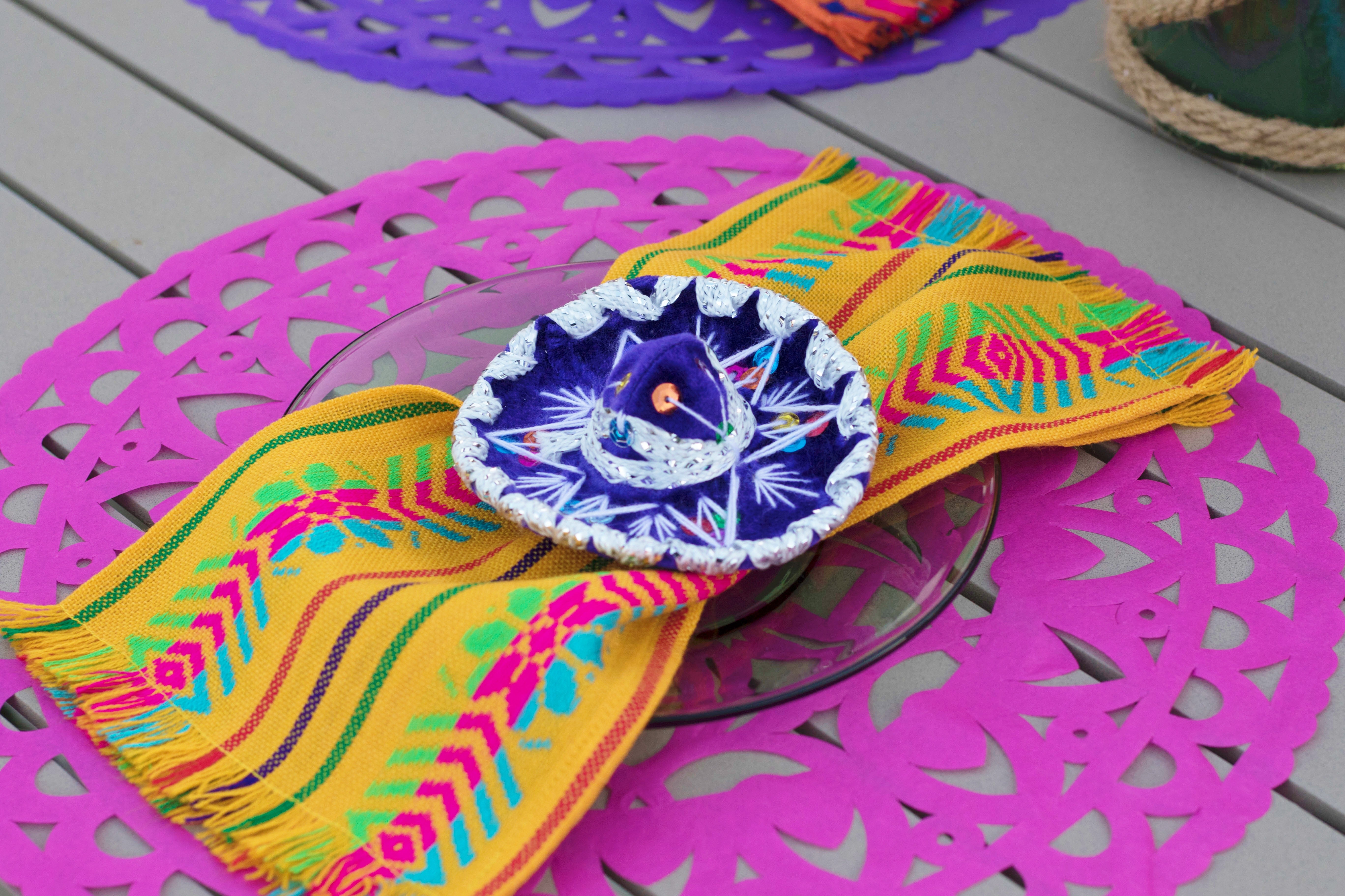 Mexican Fabric Napkins, Bulk Set of 6 Tribal Assorted Colors MesaChic