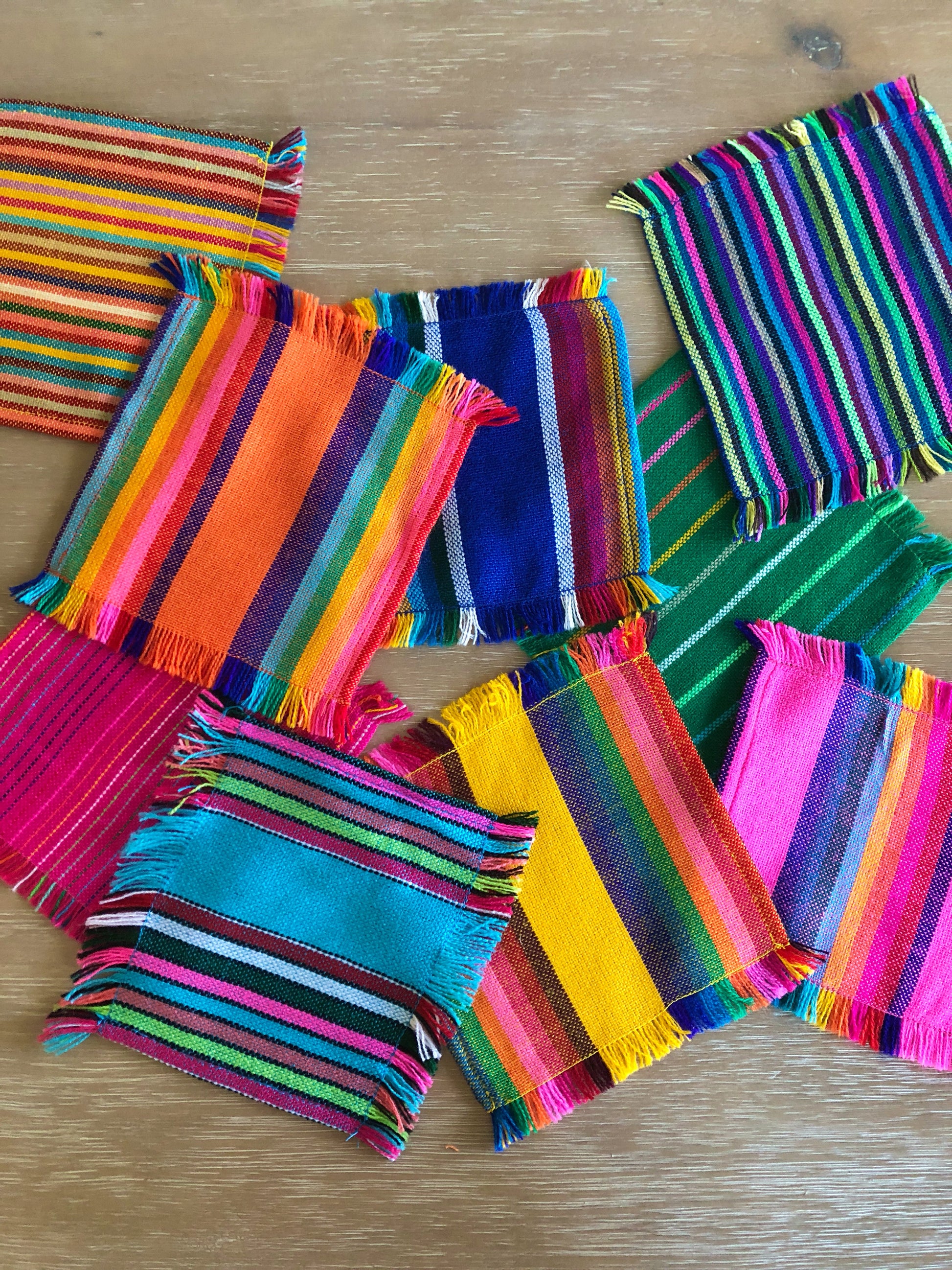 Mexican Fabric Napkins, Bulk Set of 6 Striped Assorted Colors – MesaChic