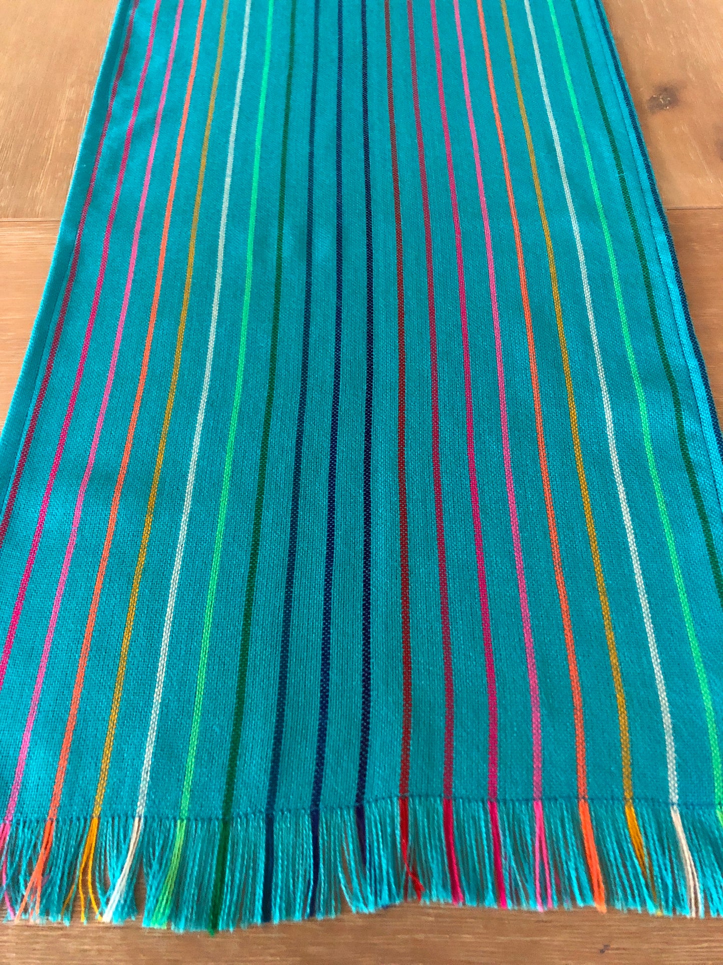 Mexican Fiesta Table Runner or Tablecloth -Turquoise striped