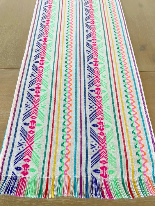Mexican Fabric Table Runner - BESTSELLER white