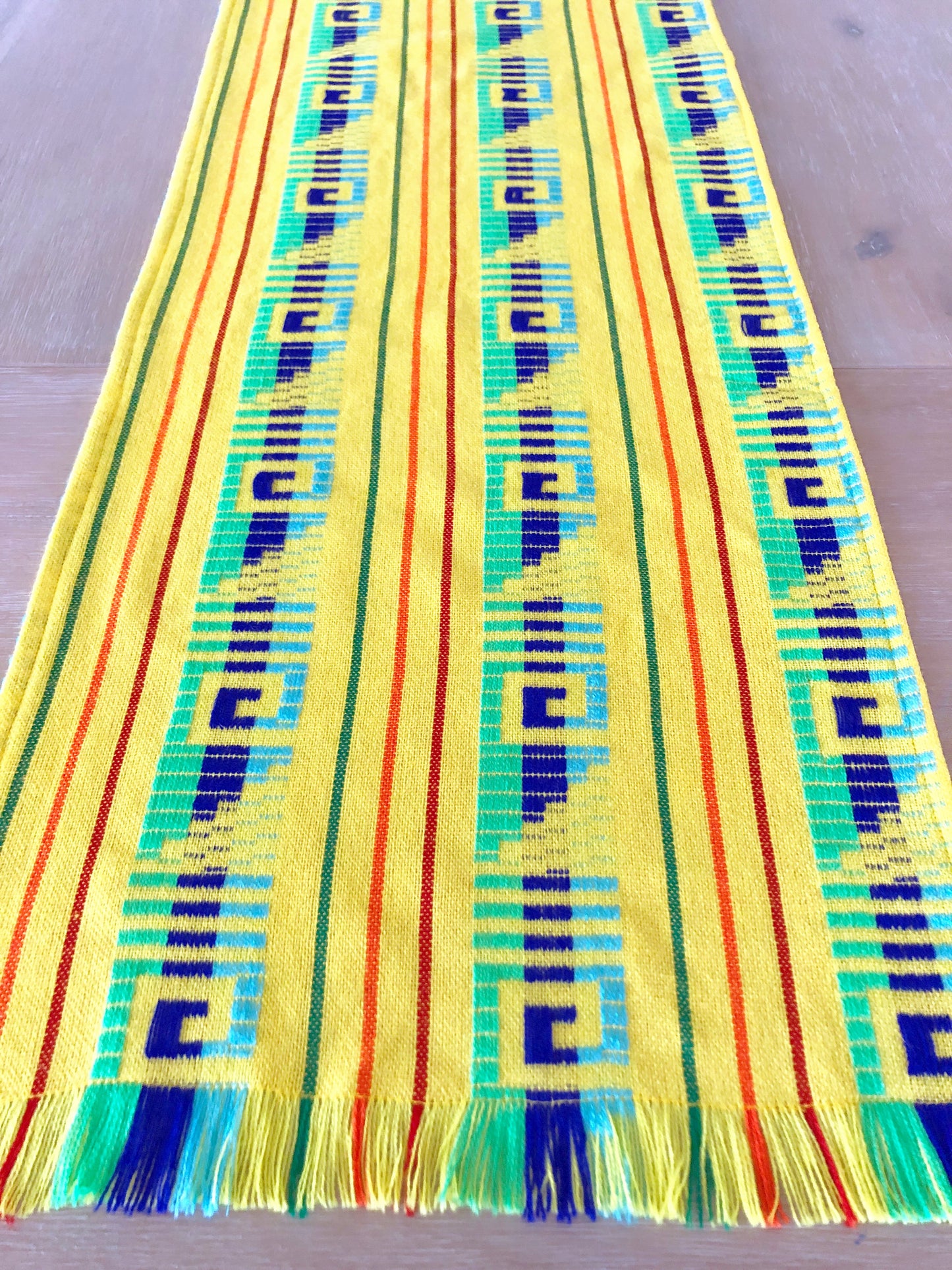Mexican Fabric Table Runner - Light Yellow