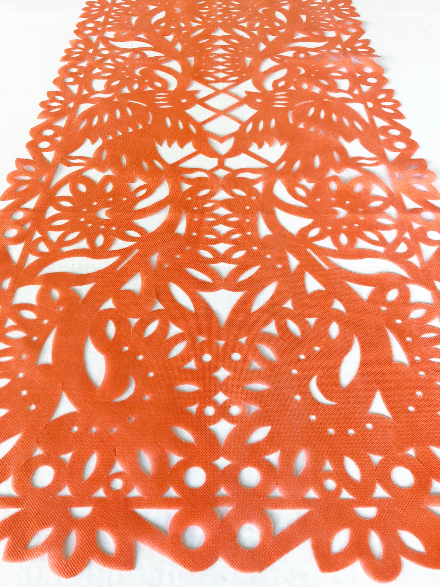 Mexican fabric Table Runner Papel Picado design Orange